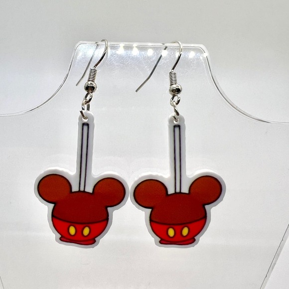 Kylie Wylie Customs Jewelry - Mickey Caramel Apple Earrings - Orlando Vacation Earrings - Food Earrings